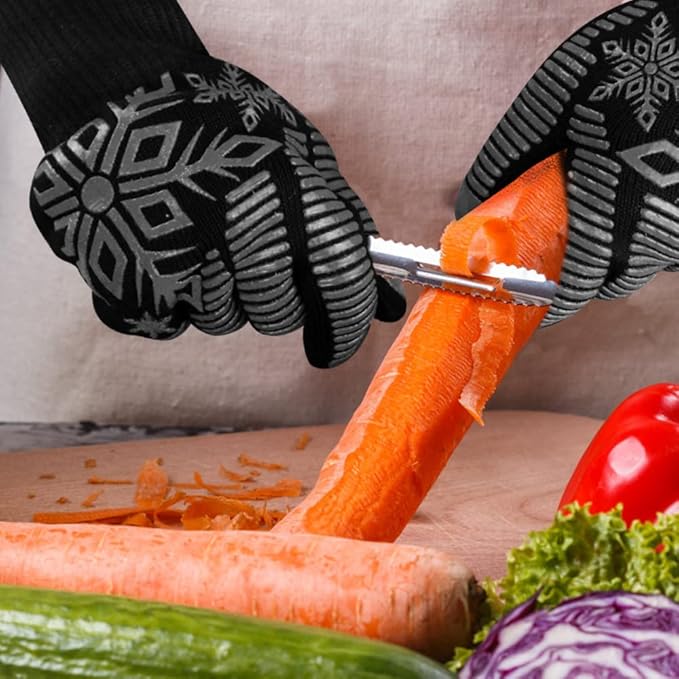 Comsmart BBQ Gloves, Heat Resistant Gloves, Silicone Non-Slip Grill Gloves, Fireproof Oven Gloves BBQ Grill Accessories for Grilling, Barbecue, Cooking, Baking, Gray
