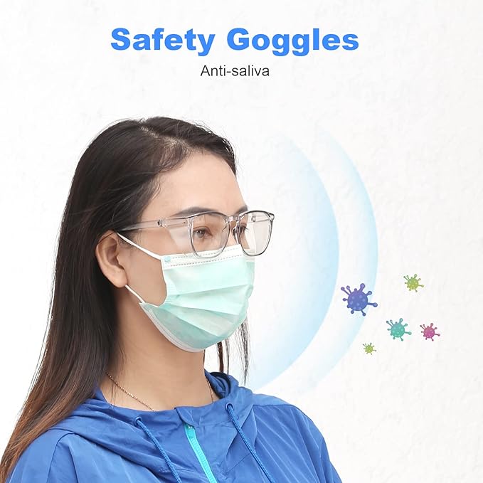 LASMEX Stylish Safety Glasses Goggles for Women Girls Anti-fog Glasses Protective Eyewear Clear Glasses
