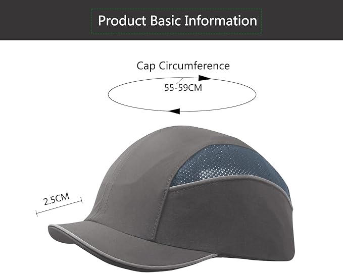 Lightweight Hard Hat Safety Bump Cap Safety Hard Hat Head Protection Cap Breathable Baseball Hat Style Comfortable Head Protection Hat for Work