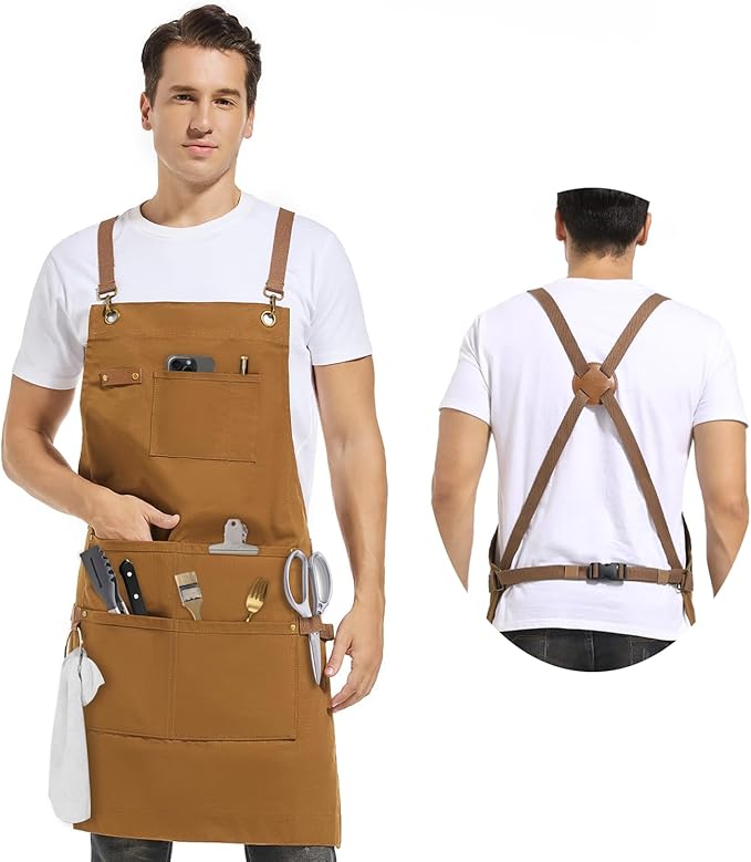 Professional Chef Apron, 100% Cotton Canvas, Perfect for Cooking, Grilling, BBQ, and Kitchen Work, Durable & Stylish