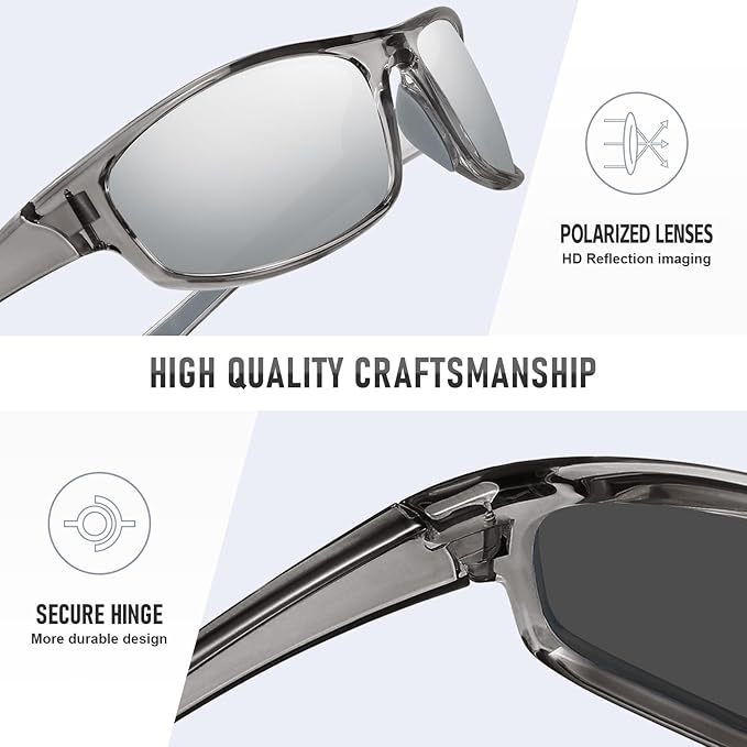 Sports Polarized Sunglasses for Men Women Wrap Around Sun Glasses Fishing Cycling Driving Running UV Protection