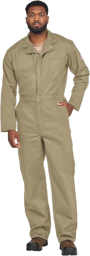 Bulwark FR mens Flame Resistant 9 Oz Twill Cotton Classic Coverall With Hemmed Sleeves