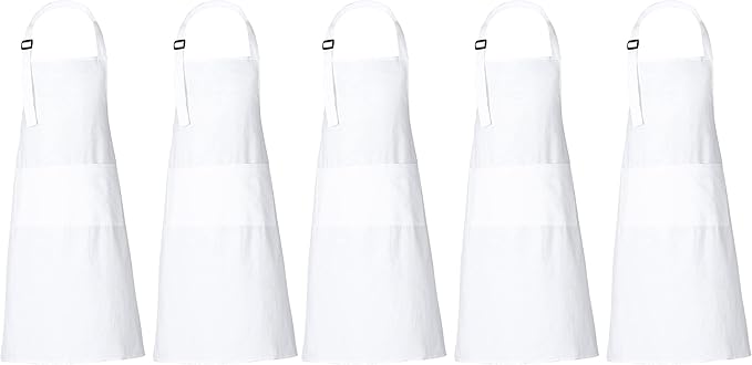 RAJRANG 100% Cotton Cooking Apron with 3 Pockets Kitchen Chef BBQ Adjustable Bib Aprons for Women Men