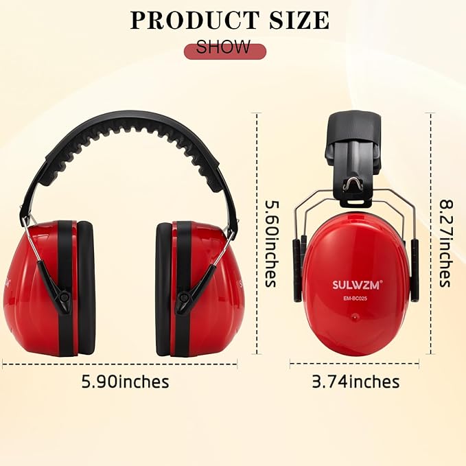 Hearing Protection Ear Muffs,NRR 28db Noise Cancelling for Shooting, Mowing, Construction，Red