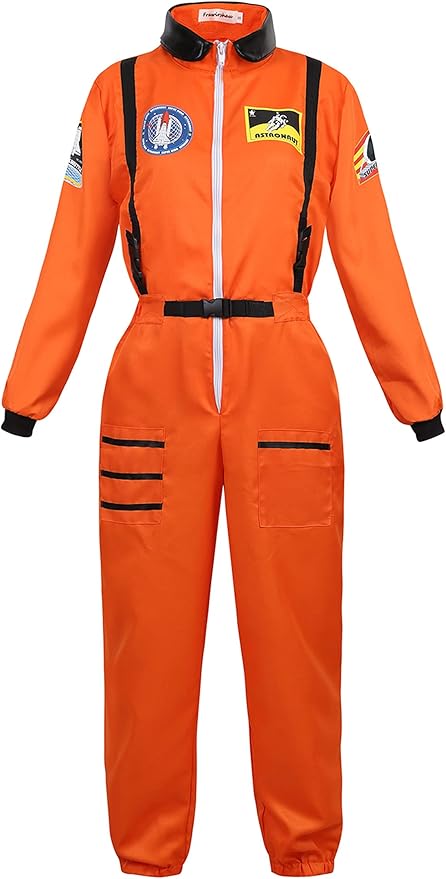 Women's Astronaut Spaceman Costume Adult Coverall Air Force Flight Jumpsuit Halloween Dress Up Party