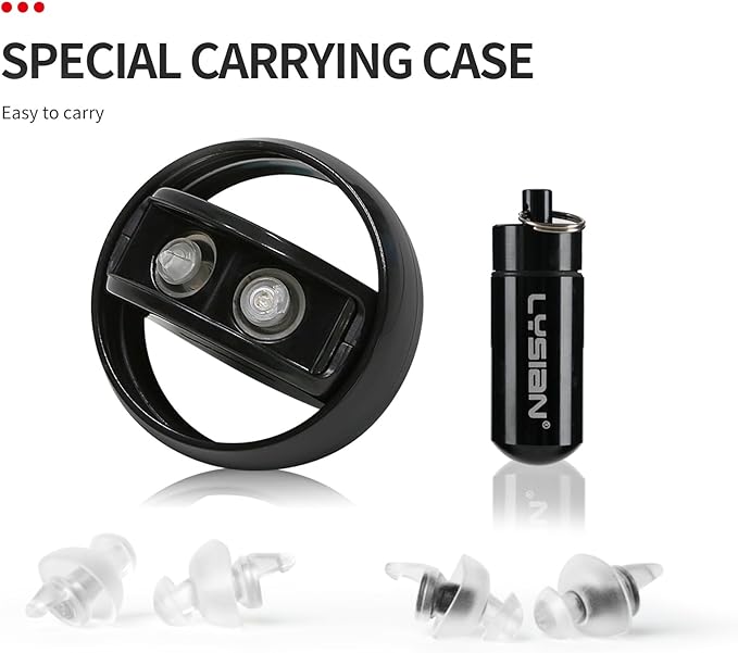 LYSIAN High Fidelity Ear Plugs for Concerts - Reusable Noise Cancelling Concert Earplugs for Musicians, Motorcycle, Music Festival, Games, DJ, Drumline-2 Pairs Valued Pack
