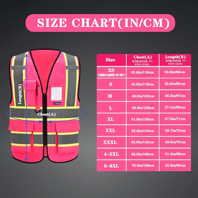AYKRM 11 color High Vis Reflective Safety Vest for Women Men Security Pocket Zipper
