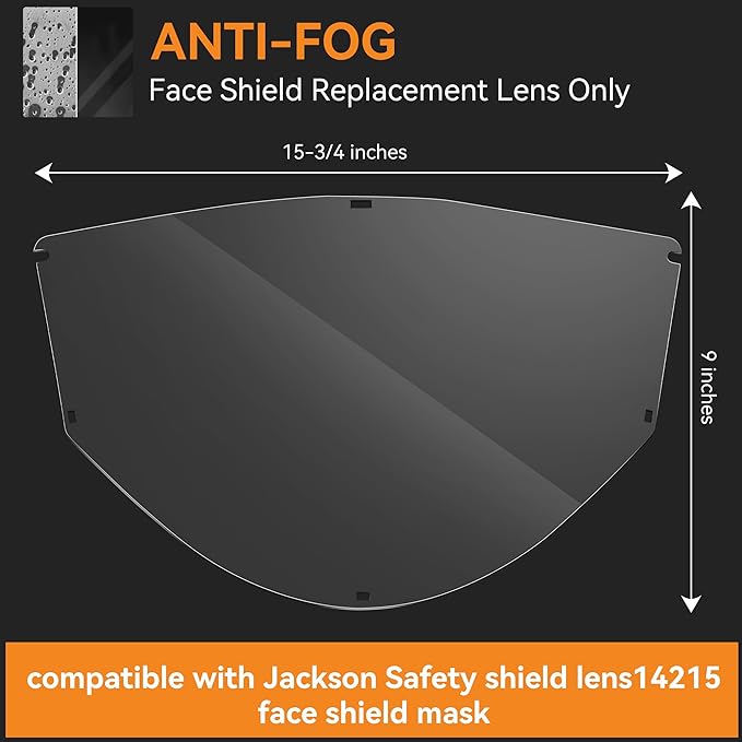 Feekoon 2 Pack Replacement Window Compatible with Jackson Safety MAXVIEW Premium Face Shield Mask, Protective Full Face Shield for Grinding, Welding, Clear Tint, Polycarbonate, Anti Fog