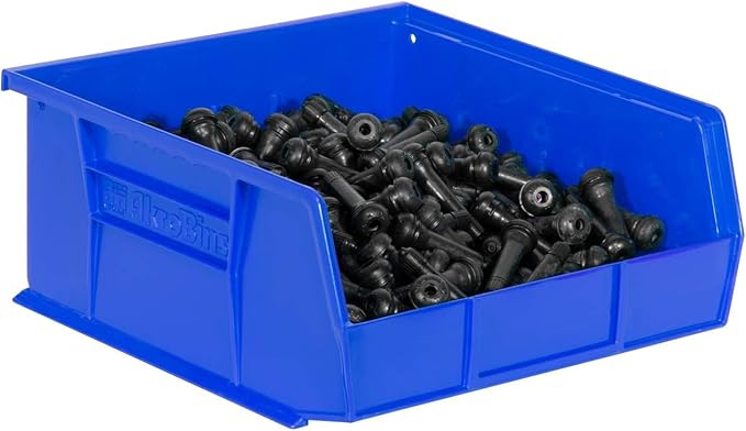 Akro-Mils 30235 AkroBins Plastic Storage Bins, Space-Saving Stackable Bins for Garage, Pantry, Craft Organization, 11-" x 11-" x 5-", Blue, 6-Pack