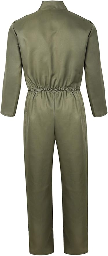 Men's Adult Astronaut Spaceman Costume Coverall Pilot Air Force Flight Jumpsuit Dress Up Party