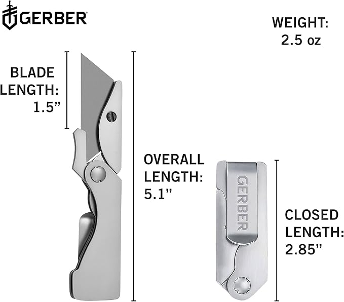 Gerber Gear EAB Pocket Razor Knife with Money Clip - EDC Gear Folding Stainless Steel Utility Knife with Box Cutter Blade for Everyday Carry