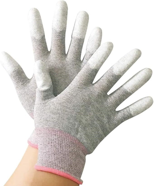 VIPER 10 Pairs Anti Static Gloves, Coated Fingertip Grey Carbon Fibers,13G ESD Safety Work Gloves