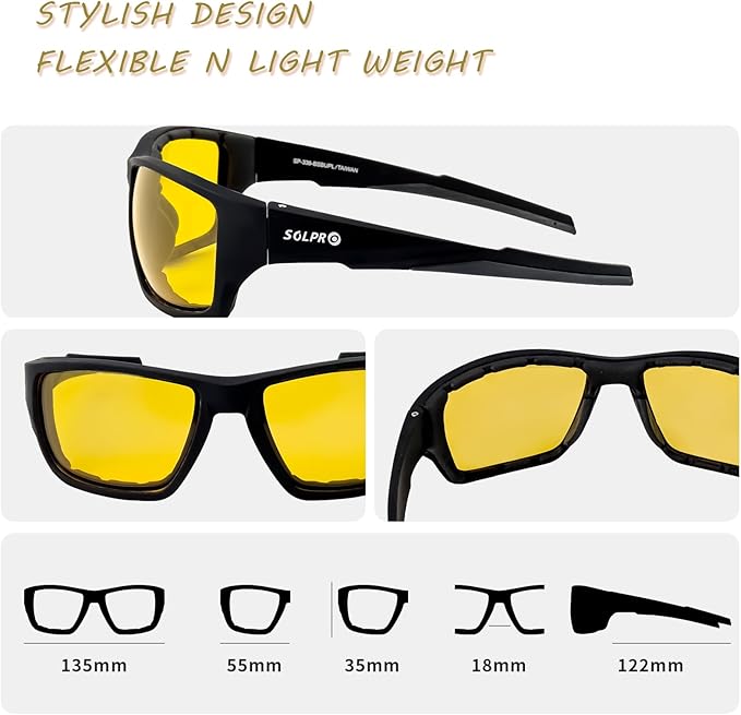 Polarized Riding Sunglasses Foam Padded Wraparound Fit Men Women Motorcycle Driving Running Cycling Fishing