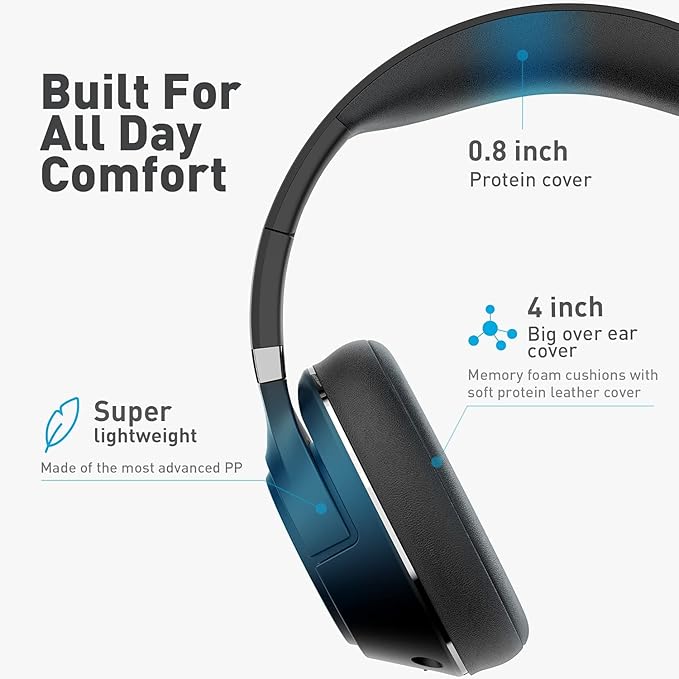 H300 Wireless Headphones Bluetooth with Microphone, Over Ear Headsets with USB Dongle & Mute, Environmental Noise Cancelling Retractable Mic for Work Office Meeting Laptop Computer (Black)