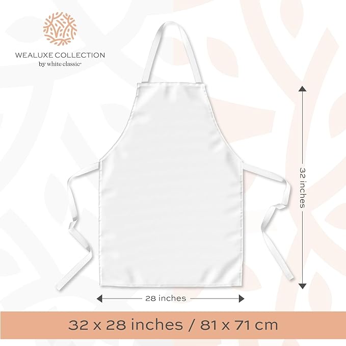 White Classic White Aprons - Commercial Chef Bib Apron for Kitchen and Restaurant Cooking without Pockets, Unisex Women and Men, Adult - 2 Pack