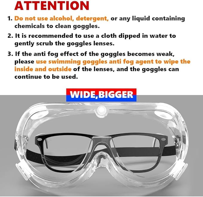 Anti-Fog Safety Goggles ，Adjustable Lab & Science Goggles， Lightweight Design