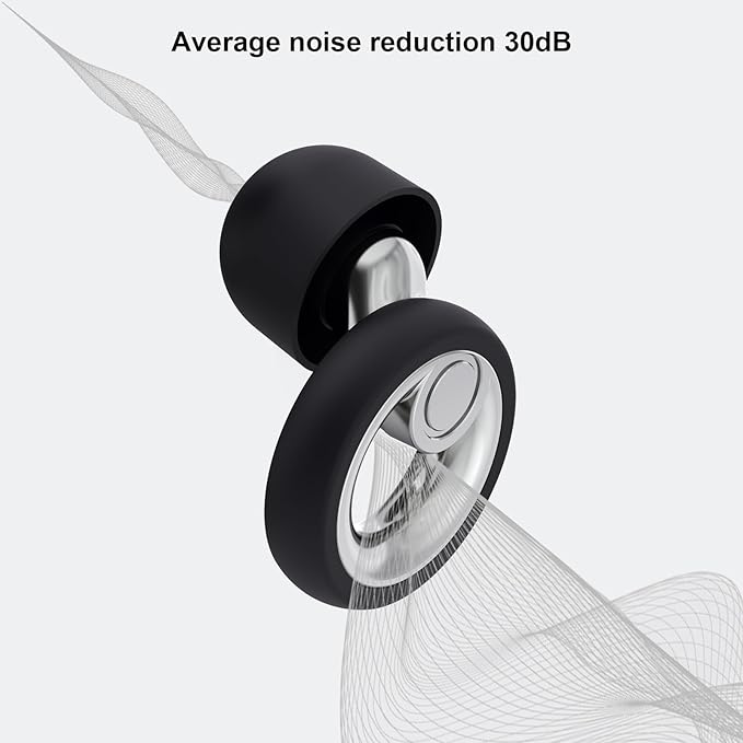 Plus Ear Plugs Noise Cancelling 2 Sets, Soft Silicone Ear Plugs for Sleeping, Noise Sensitivity, Reusable Concerts Ear Plugs Hearing Protection 30dB - 8 Pairs Ear Tips in XS/S/M/L - Silver