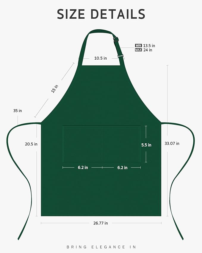 Syntus Chef Apron for Men Women Kitchen Cooking Apron with Pockets, Adjustable Bib Aprons Stain Resistant, 1 Pack
