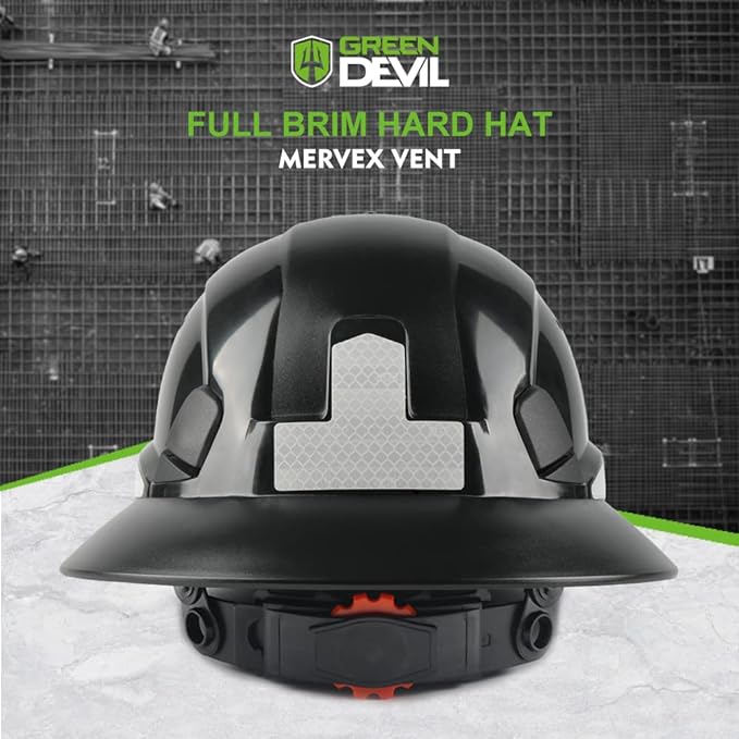 Full Brim Hard Hat Vented Construction Safety Helmet OSHA Approved Cascos De Construccion Work Hardhats with Cooling Towel for Men&Women 6 Point Adjustable Ratchet Suspension