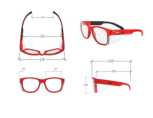 MAGID Y50 Series Performance Anti-Fog Polycarbonate Safety Glasses with Side Shields, 48 Pairs, Clear Lens | Red Frame, Y50RDAFC