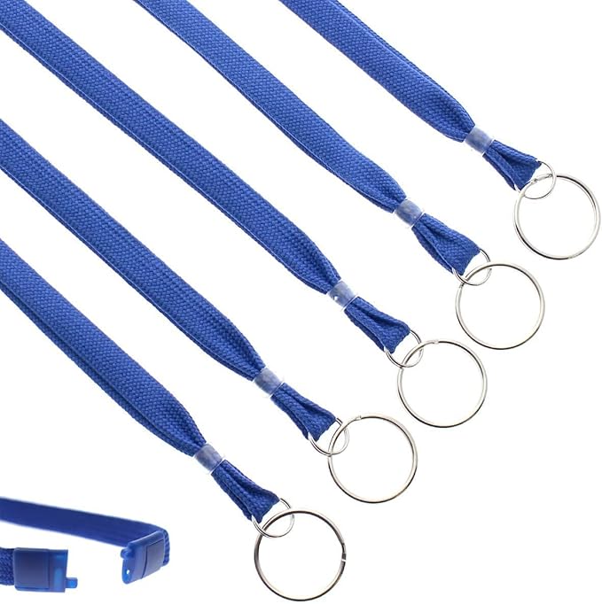 Specialist ID Bulk 25 Pack - Heavy Duty Breakaway Lanyards for Keys and ID Badges with Key Chain Split Ring - Break-Away Clasp and Keychain Keyring/Badge Holder Attachment (Royal Blue)…