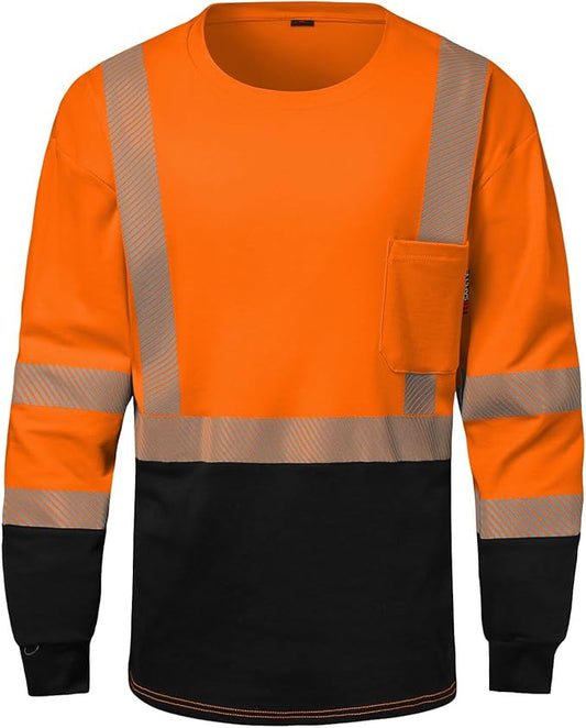SKSAFETY FR Shirts for Men Long Sleeve, Welding Shirt 6oz Lightweight High Vis Fire Resistant Flame Retardant Shirt CAT2