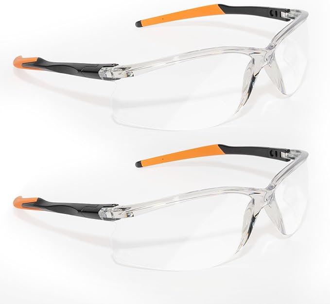 2 Pack VICOGARD Premium Clear Safety Glasses for Men and Women with Anti-Fog and Scratch Resistant Wrap Around Lenses— ANSI Z87 Certified Protective Eyewear with 100% UV Shielding and Anti-Slip Tip
