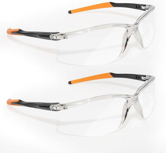 2 Pack VICOGARD Premium Clear Safety Glasses for Men and Women with Anti-Fog and Scratch Resistant Wrap Around Lenses— ANSI Z87 Certified Protective Eyewear with 100% UV Shielding and Anti-Slip Tip