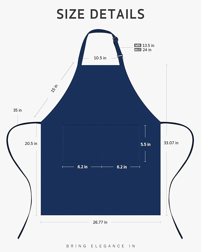 Syntus Chef Apron for Men Women Kitchen Cooking Apron with Pockets, Adjustable Bib Aprons Stain Resistant, 1 Pack