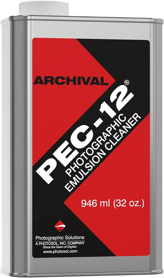 PEC-12 Photographic Emulsion Cleaner - Non-Water Based Stain, Grease, and Ink Remover from Emulsions and Bases for Cleaning Film, Photo Negatives, B&W Slide - Can (32oz)