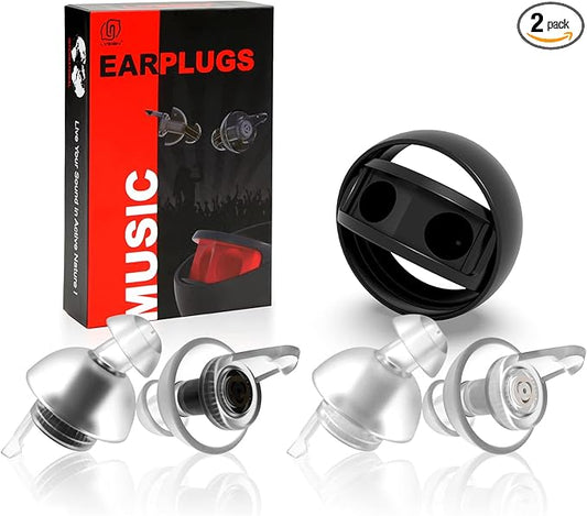 LYSIAN High Fidelity Ear Plugs for Concerts - Reusable Noise Cancelling Concert Earplugs for Musicians, Motorcycle, Music Festival, Games, DJ, Drumline-2 Pairs Valued Pack