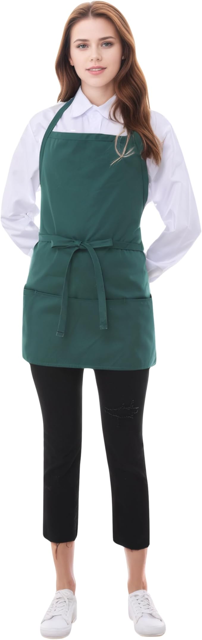 Short Cotton Aprons for Women with 3 Pockets, Chef Apron for Unisex,Waitress Apron for Kitchen Cooking Restaurant BBQ