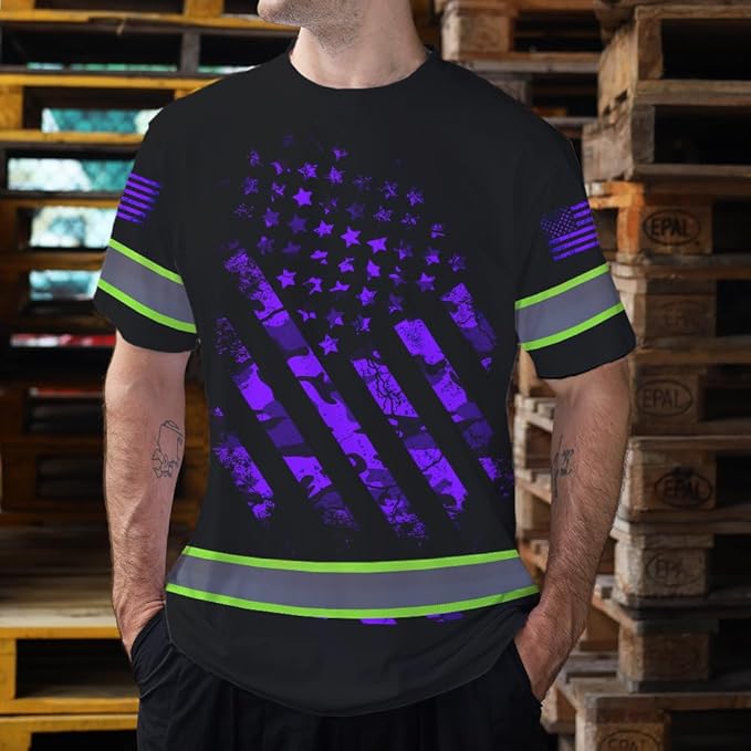 Maddly High Visibility US Flag Collection Safety Workwear Custom Name for Workers, Runners, Truckers, Patriotic