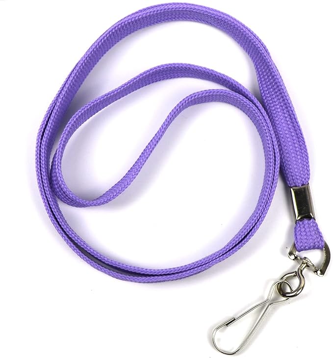 Beebel Lanyards 100 Pack Purple Lanyards with Swivel Hook Clips for ID Name Badge Holder (Purple, 100 Pack)