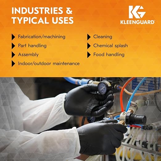 Kleenguard™ Kraken Grip Fully Textured Black Nitrile Gloves (49276), Medium (M), Powder-Free, 6 Mil, Ambidextrous, Thin Mil, 100 Gloves/Box, 10 Boxes/Case