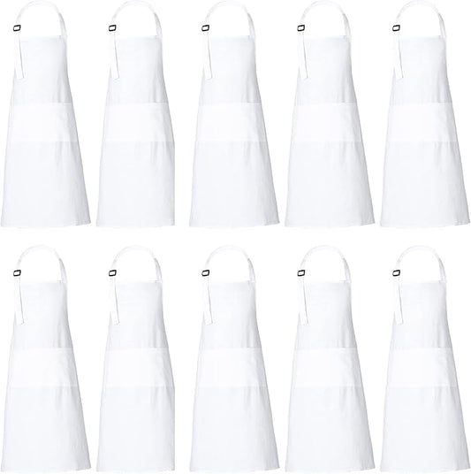 RAJRANG 100% Cotton Cooking Apron with 3 Pockets Kitchen Chef BBQ Adjustable Bib Aprons for Women Men