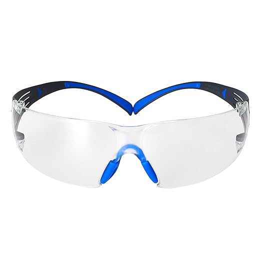 3M Safety Glasses for Men and Women, SecureFit 400, 20 Pack, ANSI Z87, Scotchgard Anti-Fog Anti-Scratch, Clear Lens, Blue/Gray Frame, Flexible Temples, UV Protection, Polycarbonate Lens