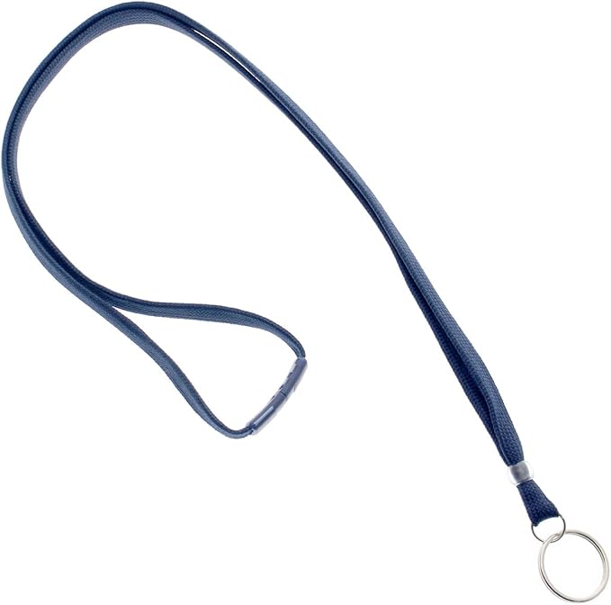 Specialist ID Bulk 100 Pack - Heavy Duty Breakaway Lanyards for Keys and ID Badges with Key Chain Split Ring - Break-Away Clasp and Keychain Keyring/Badge Holder Attachment (Dark Navy Blue)…