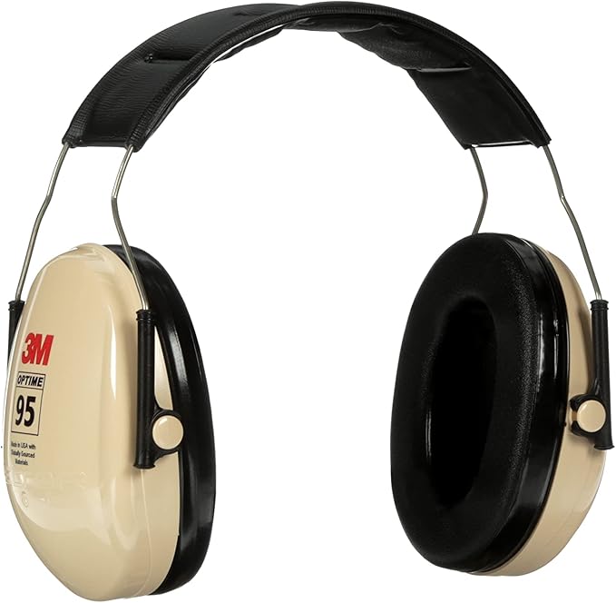 3M PELTOR Hearing Protection Optime 95 Earmuffs, Adjustable Earcups, E-A-Rfit Compatible, Stainless Steel