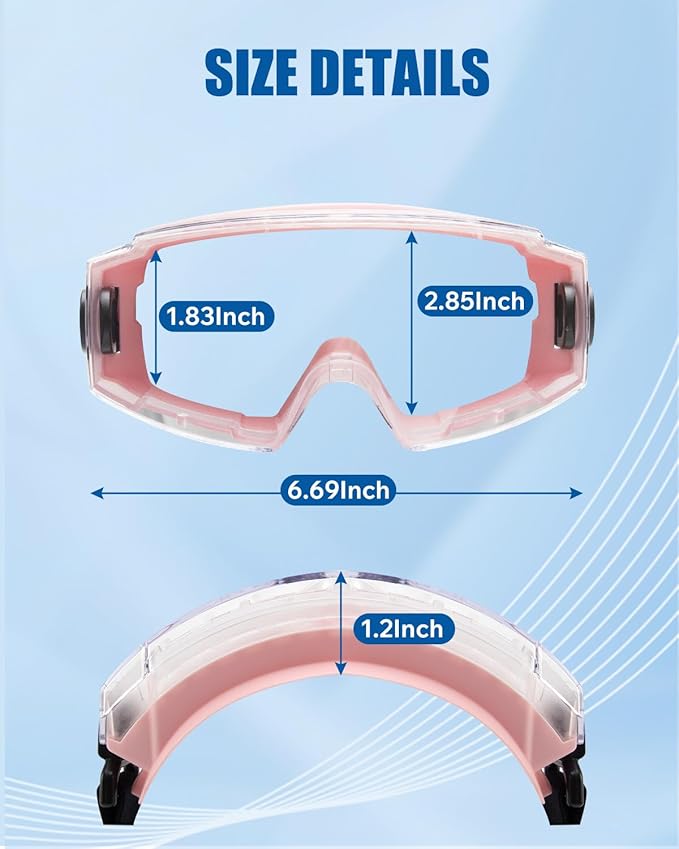 Safety Goggles Over Glasses with Anti-Fog Clear Lens, Eye Protection for Lab Work & Industrial Use - ANSI Z87.1 Certified - Impact Resistance, Chemical Splash, Adjustable Strip - Men & Women