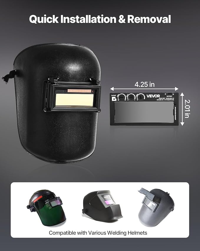 VEVOR Auto Darkening Welding Lens 4.25" x 2", Shade 5-13 Adjustable True Color Welding Lens with Dual Arc Sensors & Gold Coating, Compatible with Most Welding Helmets for TIG, MIG, MMA Applications