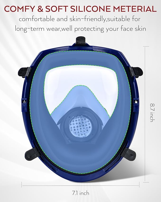 INCLY Full Face Respirator Mask, Safe Gas Masks Cover with Asbestos & Filter Reusable for Against Smoke, Dust, Chemical, Paint, Sanding, Welding, Vapors,Hazmat, Logging
