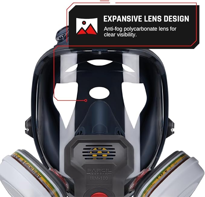 Parcil Distribution Full Face Respirator Mask with Filters – Durable Full Face Respirator Gas Mask, Bayonet Filter Compatible