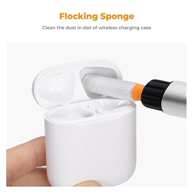 K&F Concept Multifunctional Lens Cleaning Kit, Aluminium Alloy Lens Cleaning Pen*1 + Airpo Stripper*3 + Flocking Sponge*3 for Bluetooth Earphones Case, Camera Lens, Optical Lens, Glasses