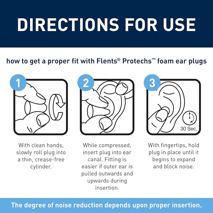 Flents Protechs Foam Ear Plugs for Sleeping, Snoring, Traveling, Concerts, Construction & Studying, Ultra Soft & Comfortable, Blue, 10 Pairs, NRR 32 Hearing Protection for Loud Noise