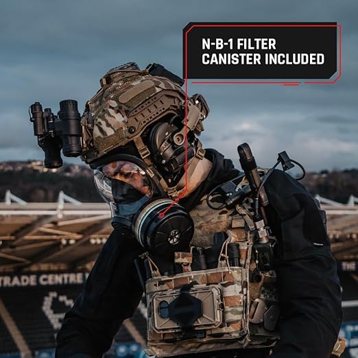 NB-100 Full Face Tactical Gas Mask Respirator - Gas Masks Survival Nuclear and Chemical Military Grade with A2B2E2K1P3 R 40mm Canister Filter, Compatible with Hazmat Suit, EN136:1998 CL2 Certified