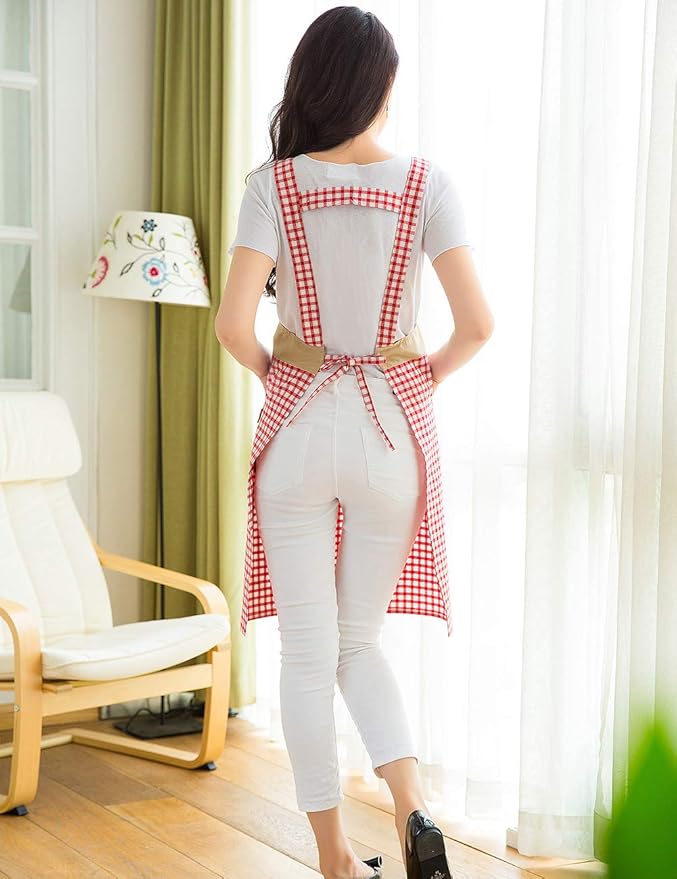 NEWGEM Cotton Chef Apron with Pockets for Kitchen Cooking Baking Grilling Painting
