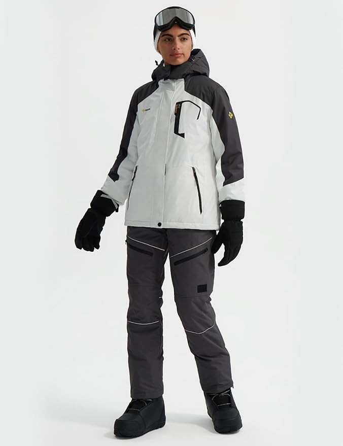 GEMYSE Women's Ski Snow Jacket Warm Winter Waterproof Coat Snowboard Rain Jacket Hooded Windproof Windbreaker