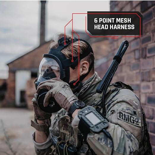 NB-100 Full Face Tactical Gas Mask Respirator - Gas Masks Survival Nuclear and Chemical Military Grade with A2B2E2K1P3 R 40mm Canister Filter, Compatible with Hazmat Suit, EN136:1998 CL2 Certified