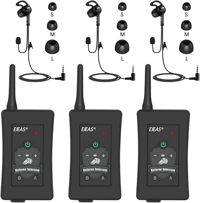 Referee Communication System, Professional FBIM Referee Headsets with Earphone for Soccer Volleyball Ofiicial Football Handball (3 Pack)
